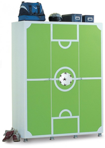 Kleiderschrank FUßBALL STADION 3-türig grün