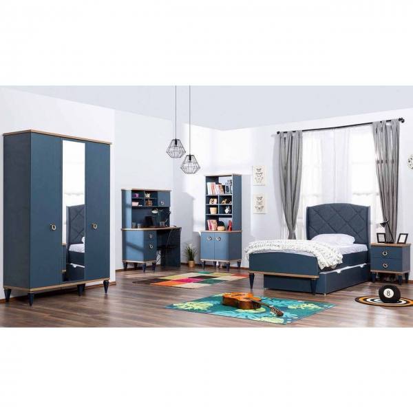 5-teiliges Kinderzimmer Set MOSS mit Bett, Schrank, Nachtkonsole, Wäschekommode und Wandspiegel