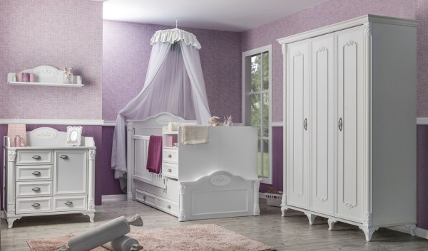 Komplett Babyzimmer ROMANTIC weiß, 4-teilig