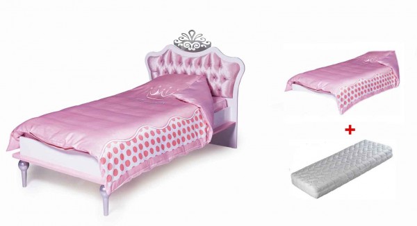 SPARSET Kinderbett 90x200cm ANASTASIA rosa mit Matratze, Bezug, 3-teilig